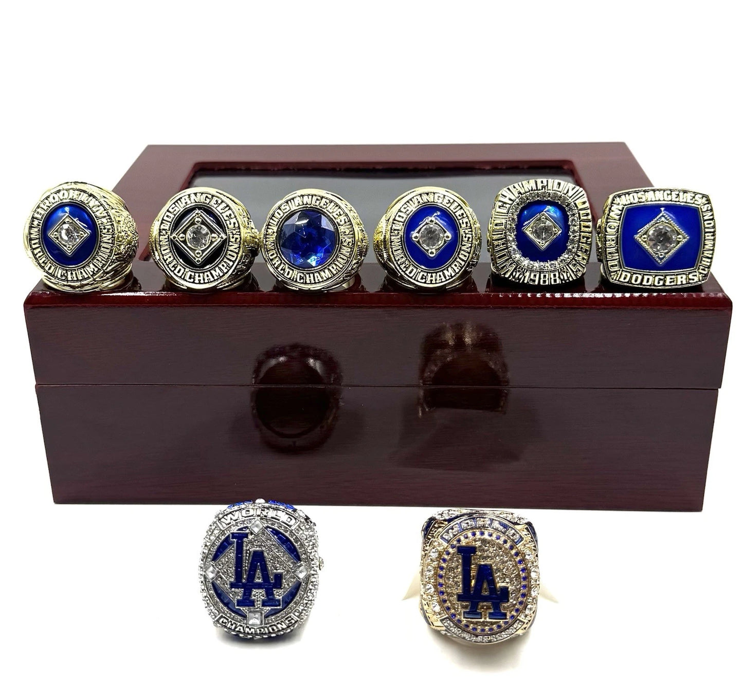 Los Angeles Dodgers World Series Replica Ring Box Set - 8 Rings โพ๐