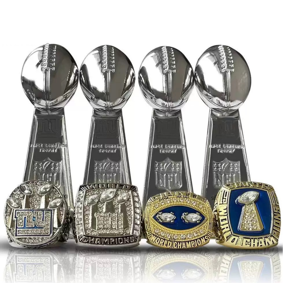New York Giants Super Bowl Champions Set – Simms, Taylor & Manning Rings + 4 Lombardi Trophies