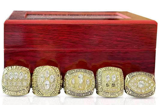 49ers NFL Super Bowl Dynasty 5 Ring Set – Montana, Rice & Young Collector’s Edition